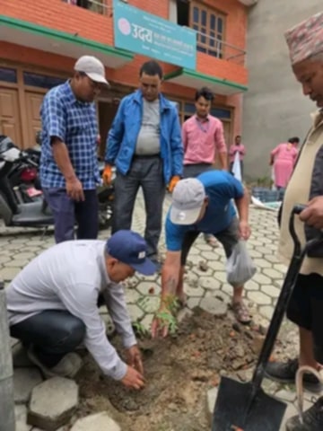 उदय साकोसको प्रांगण र सडक पेटीमा हरियाली प्रवर्द्धन