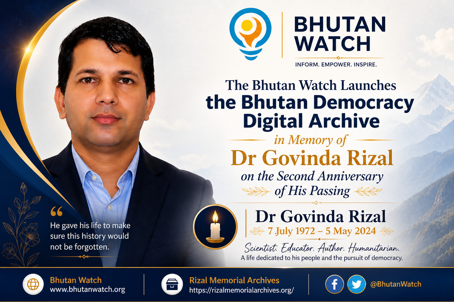 The Bhutan Watch Launches the Bhutan Democracy Digital Archive in Memory of Dr Govinda Rizal on the Second Anniversary of His Passing