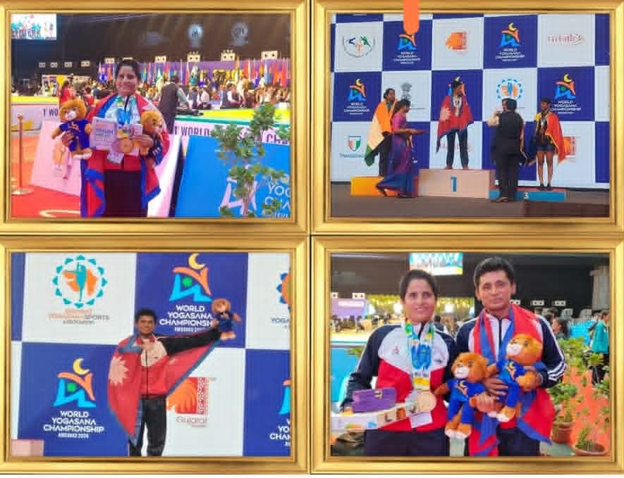 पातन्जल योगी दम्पतीले स्वर्ण पदक सहित नेपाललाई दिलाए गौरव- विश्व योग च्याम्पियनसिपमा ४ पदक