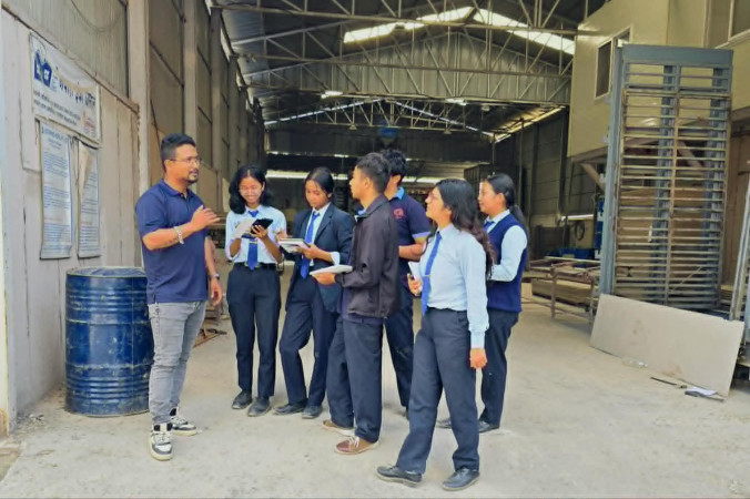 Khwopa Engineering College Students Visit Nepal Eco Panel for Industrial Learning