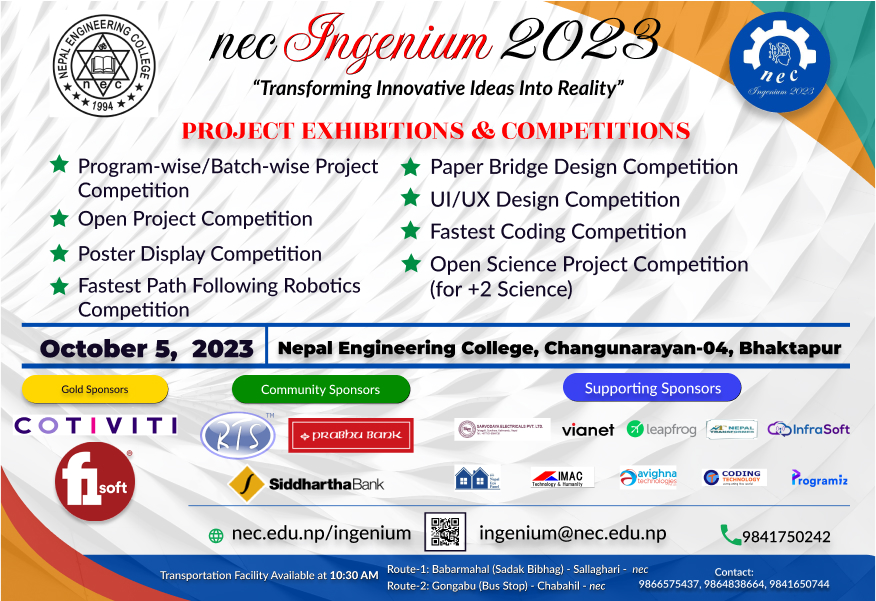 नेपाल इन्जिनियरिङ कलेजमा नेक इन्जेनियम २०२३ प्रदर्शनी हुने