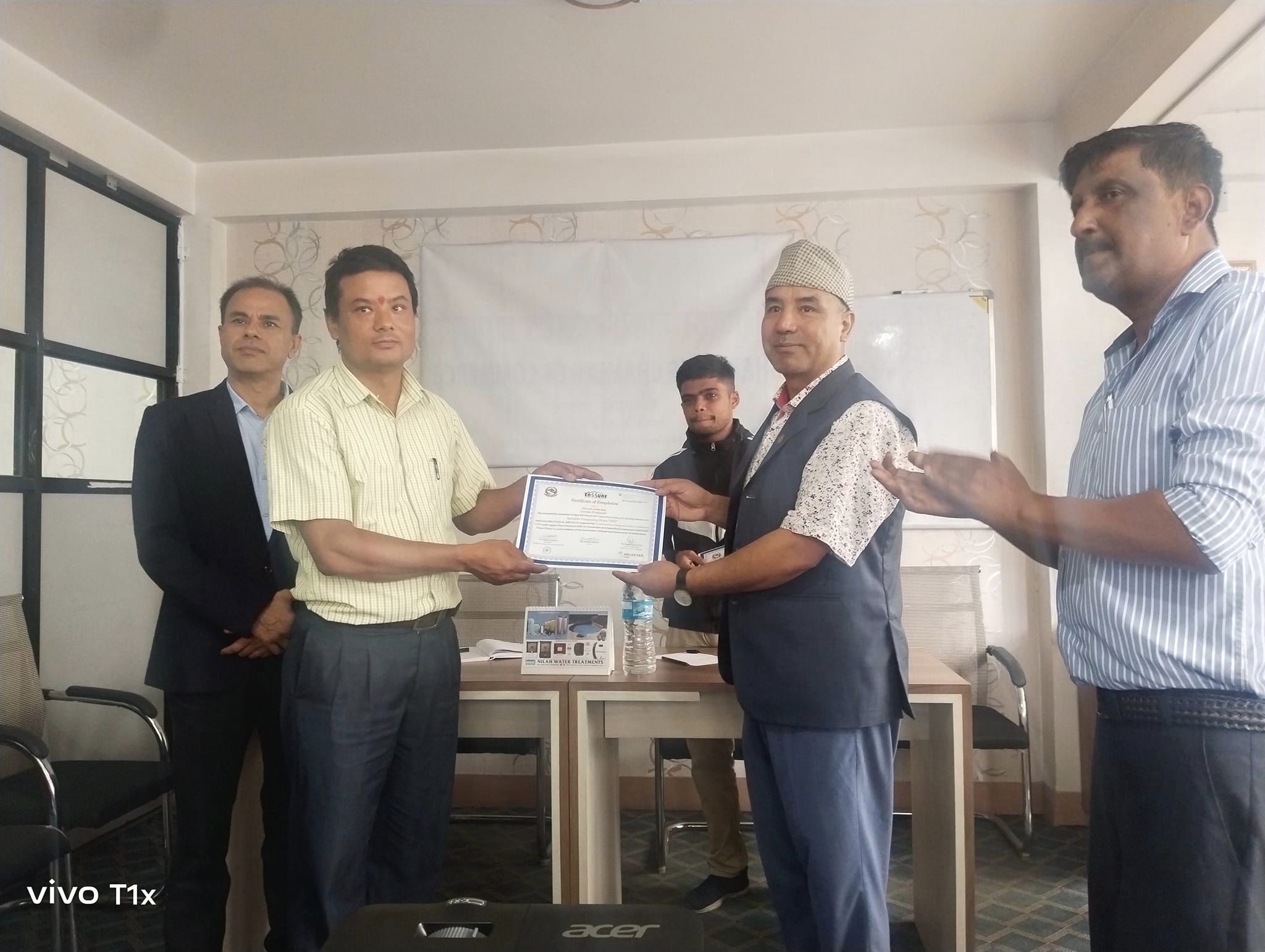 सीप अभिबृद्धि तालिमका प्रशिक्षार्थीहरुलाई प्रमाणपत्र वितरण 