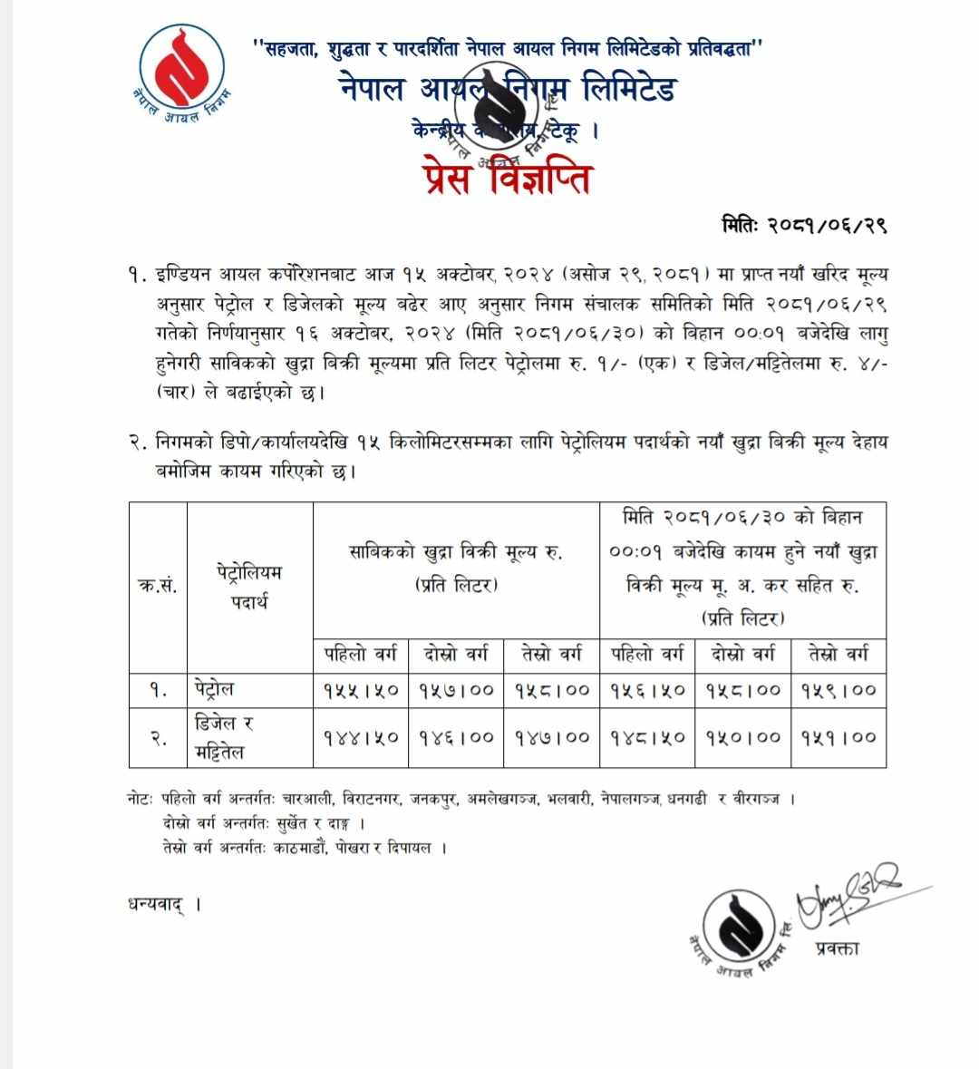 वढ्यो पेटोलियम पदार्थको मूल्य 