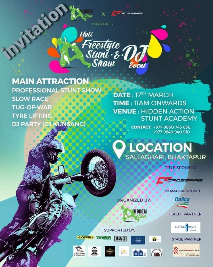 भोलि भक्तपुरमा होली फ्रि स्टाइल स्टन्ट