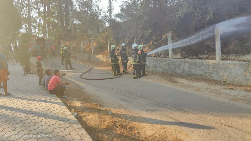 सल्लाघारीको च्वङा गणेशमा डढेलो, दमकल आएर निभाइयो आगो 