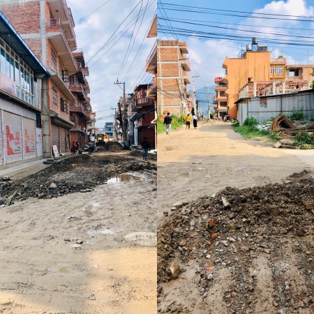 २० वर्षपछि मुहार फेरिन आँटेको कमलविनायक ब्रहायणी सडकको कार्य आधा अधुरो  