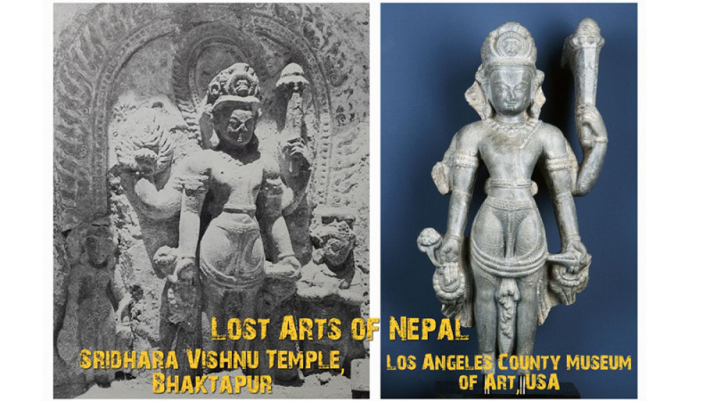 भक्तपुरको उभिइरहेका श्रीधर विष्णुको पुरातात्त्विक मूर्ति अमेरिकामा फेला