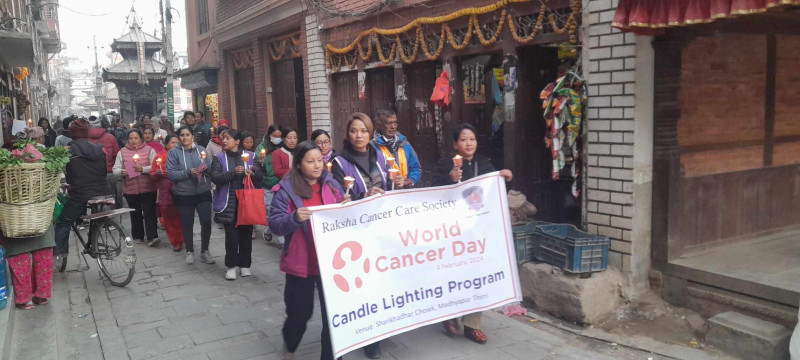 थिमिमा क्यान्सर राेग सम्बन्धि जनचेतनामूलक मैनवत्ती रयाली