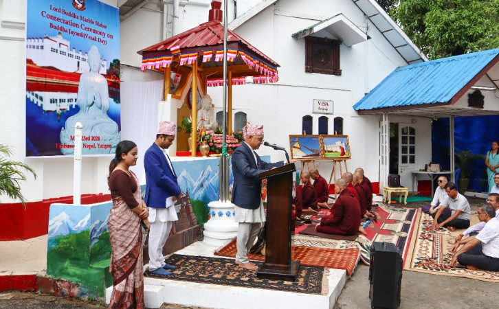 म्यान्मारस्थित नेपाली राजदूतावासमा बुद्धको मूर्तीको प्राण प्रतिष्ठा 